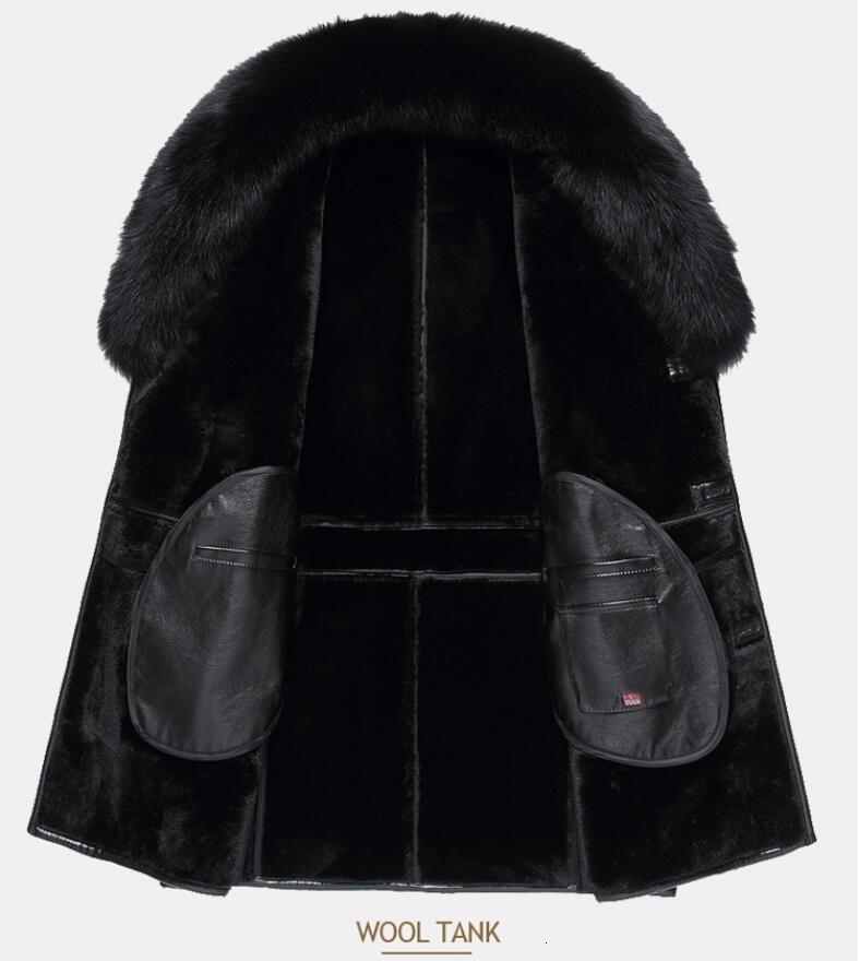 Men's Leather Faux Autumn Winter Real fur collar VNeck Men Long Style Sheep leather Male Fur Solid Color Outerwear Coat Thick Warm Parkas y230831