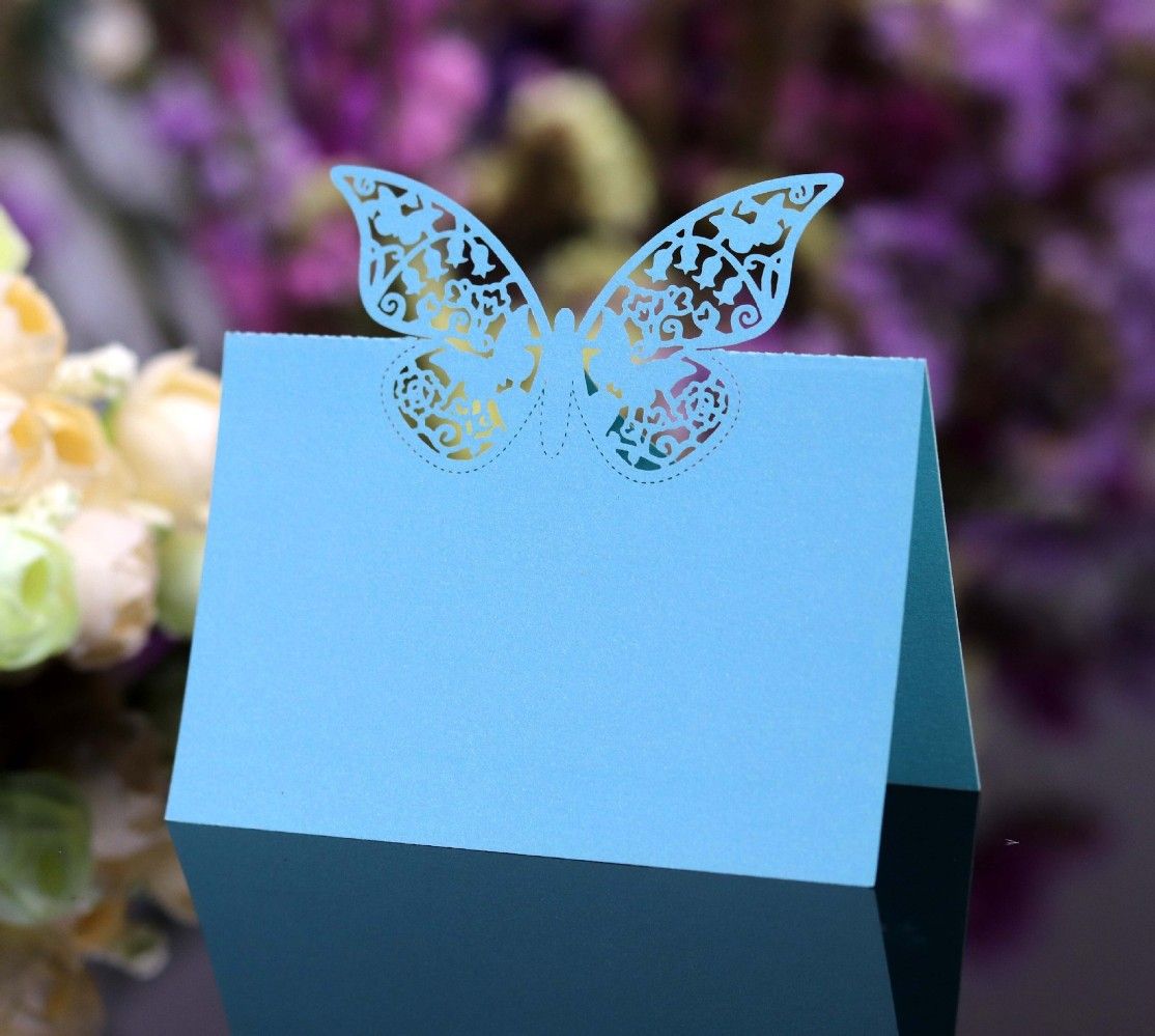 Wedding Invitations 50pcslot Laser Cut Butterfly Table Name Cards Place Cards Guest Names Mark Party Decoration Favors ZZ
