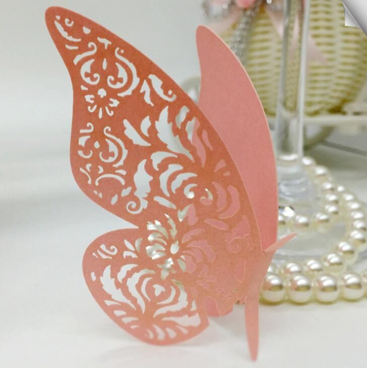 Hollow Butterfly Cup Card Decoration Wine Glass Laser Cut Paper Name Place Seats Cards Favor Wedding Party Baby Shower Table Decorations ZZ