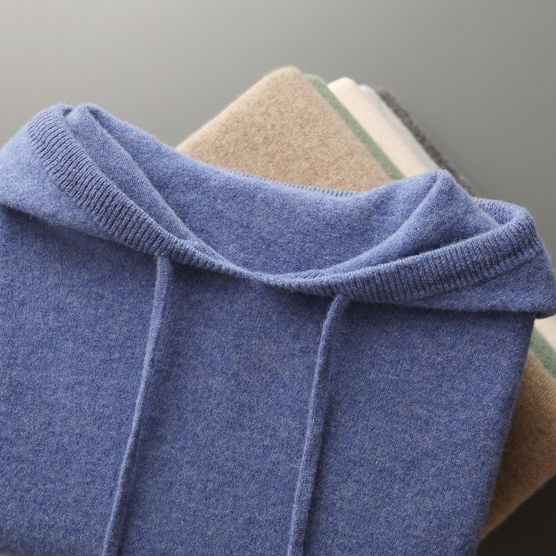 Men's Sweaters ZOCEPT Hooded Sweater for Men Winter 100 Merino Wool Korean Casual Long Sleeve Seamless Knitted Male Pullover 230831