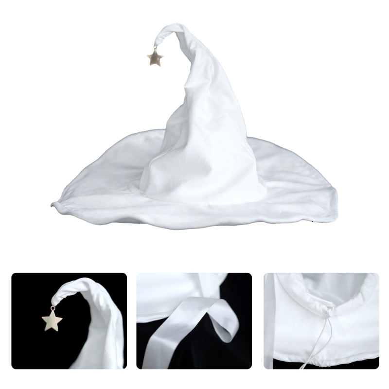 Beanie Skull Caps Halloween Pleated Witch Cap Vintage Women White Hat Lolita Style Suede Hat 230831