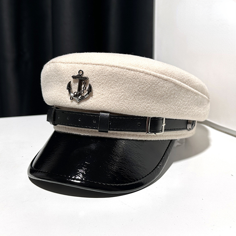 Ball Caps 2023 woolen leather belt navy hat fashion age reduction eave warm duck cap sboy woman 230831