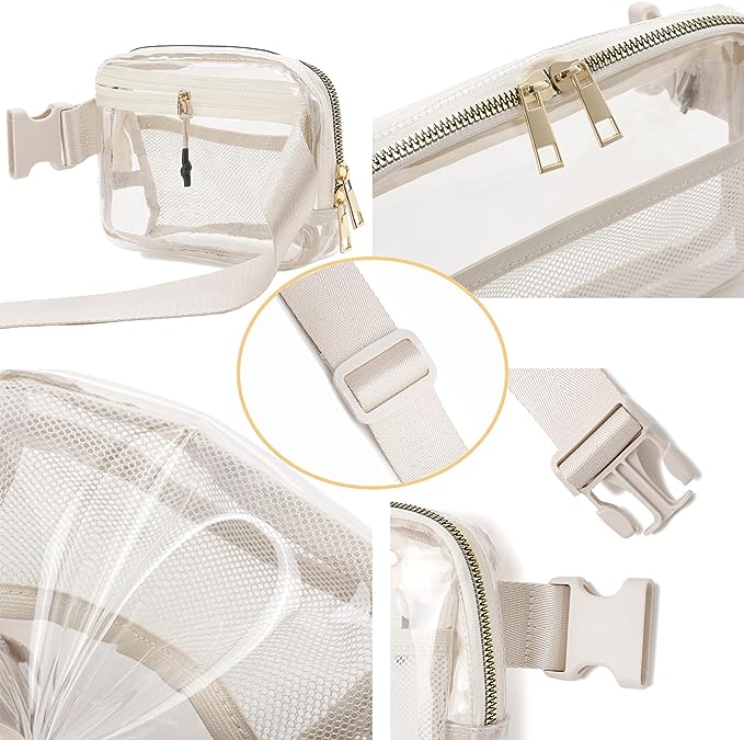 Fashionable Clear Fanny Pack Transparent Belt Bags Waist Pack Waterproof Clear Waist Bag for Sports Carry Any PhoneWallet Clear Belt Bag no logo