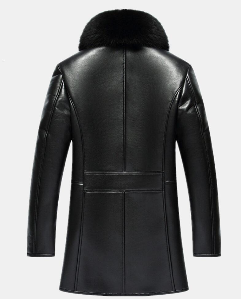 Men's Leather Faux Autumn Winter Real fur collar VNeck Men Long Style Sheep leather Male Fur Solid Color Outerwear Coat Thick Warm Parkas y230831