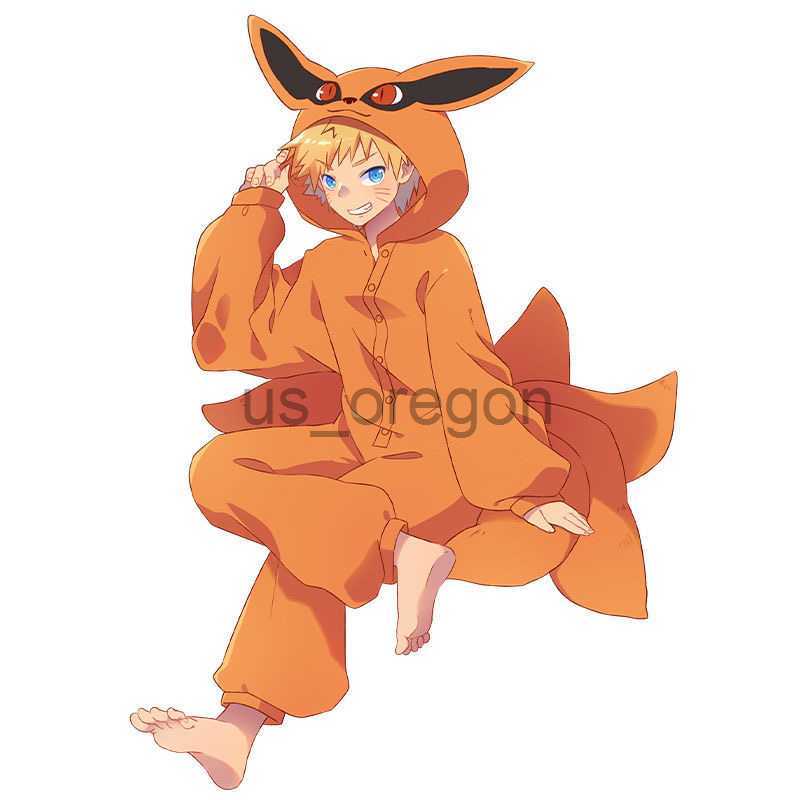 home clothing Uzumaki Kurama Kyuubi Fox Cosplay Costume Kigurumi Adult Unisex Anime Pajamas Flannel Jumpsuit Sleepwear Onesies Prop x0902