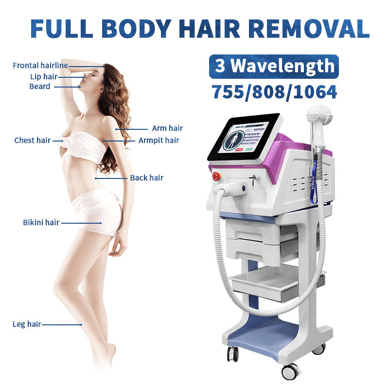 Latest Hot Sales Painless Hair Removal Depilation Machine with Diode Laser Big Spot Size 3 Wavelengths 755nm 808nm 1064nm in Stock
