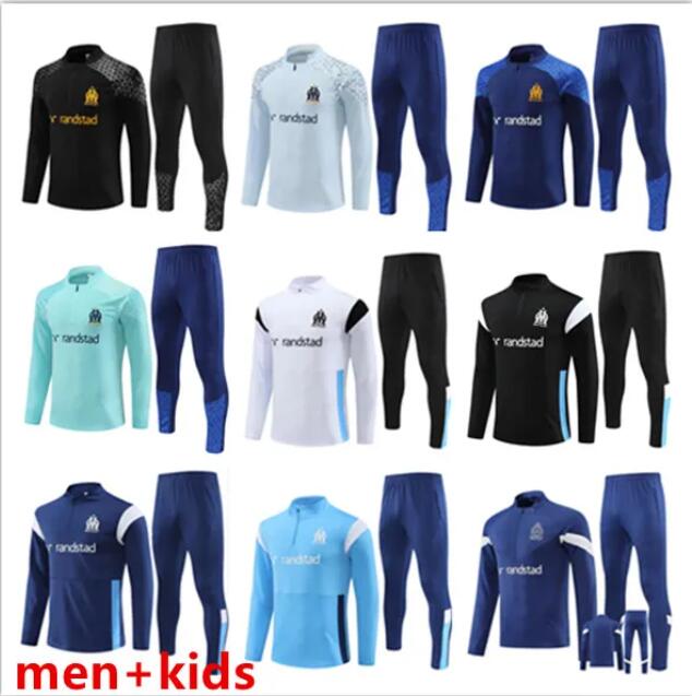 23 24 Marseilles men kids tracksuit soccer jacket sets Survetement 2023 2024 Marsellas OM maillot foot MILIK PAYET football jackets training suit jogging