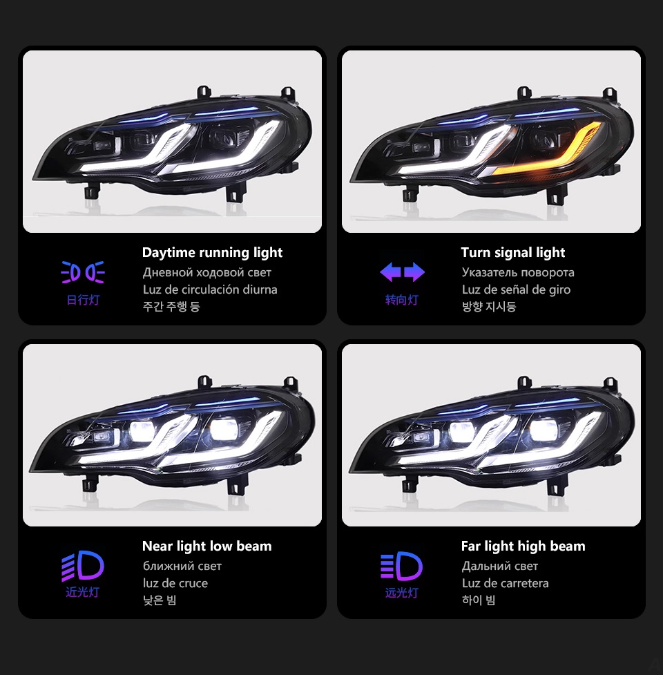 Car Headlights for BMW X5 E70 Headlights 2007-2013 E70 LED Blue Style Running Lights Turn Signal Lamp
