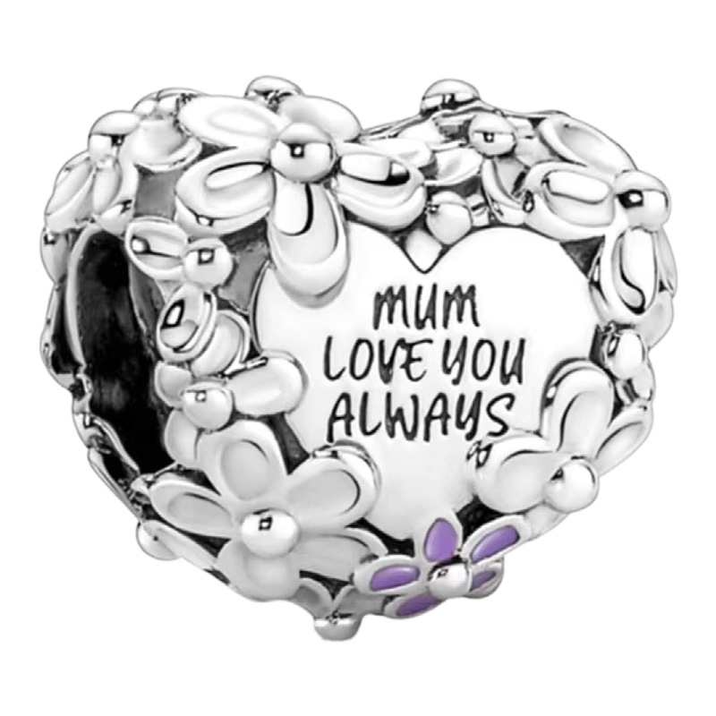 925 Sterling Silver Charm Beads Mother's Day Series Love Skewers Bead Accessory Earrings Necklace Bracelet Accessories Dia Ring