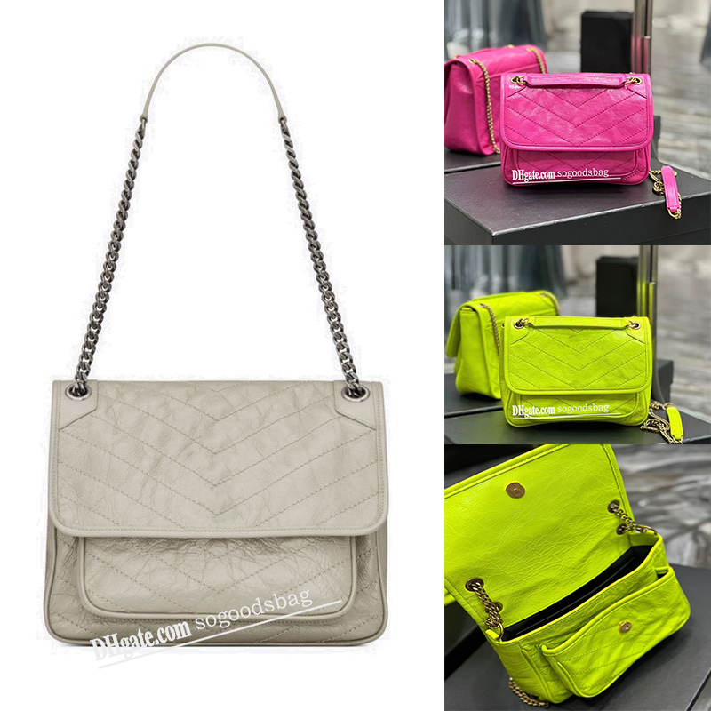 Handbag luxury designer niki shoulder bag waxy leather messenger bags women cross body bag Satchel lady vintage design sacoche fashion classic Stripes Turquoise