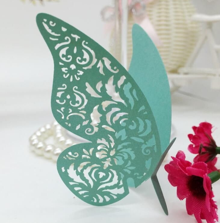 Hollow Butterfly Cup Card Decoration Wine Glass Laser Cut Paper Name Place Seats Cards Favor Wedding Party Baby Shower Table Decorations ZZ