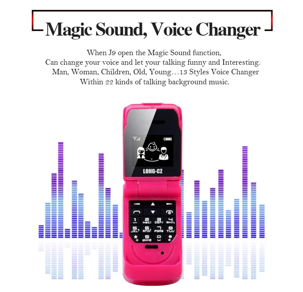 New Smallest Flip Cell phones Original J9 Intelligent anti-lost GSM Bluetooth Dial Magic Voice Mini Backup Pocket Portable Mobile Phone for Kids