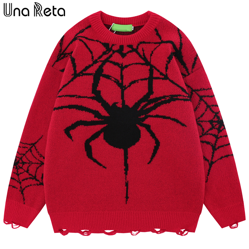 Men's Sweaters Una Reta Holes Sweater Men Pullovers Autumn Winter Harajuku Casual Hip Hop Jacquard Printing Knitwears Tops Unisex 230831