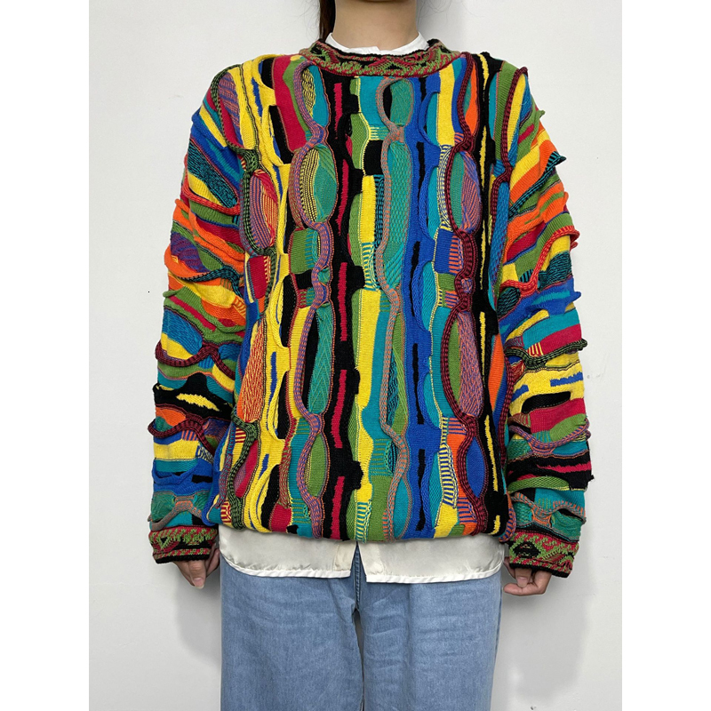 Men's Sweaters Kapital Vintage Sweater Men Ethnic Style Fashion Patchwork Multicolour Knitted Pullover Round Neck Homme Fall For Women 230831