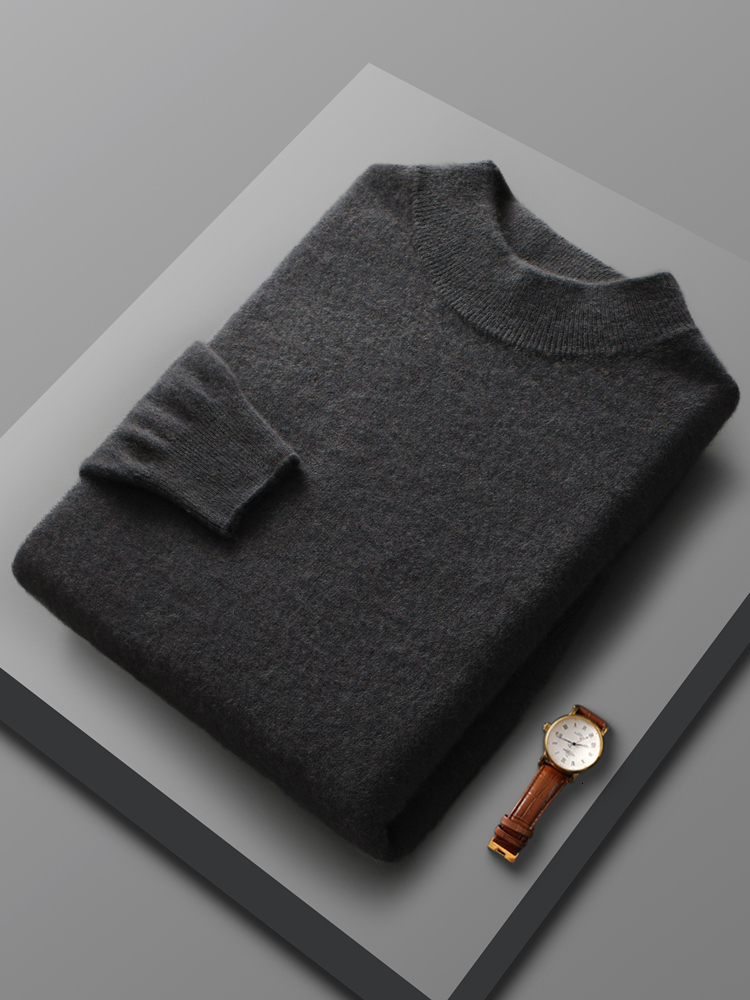 Men's Sweaters Aliselect Fashion 100 Merino Wool Cashmere Men Knitted Sweater Mock Neck Long Sleeve Thick Pullover Autumn Clothing Jumper Top 230