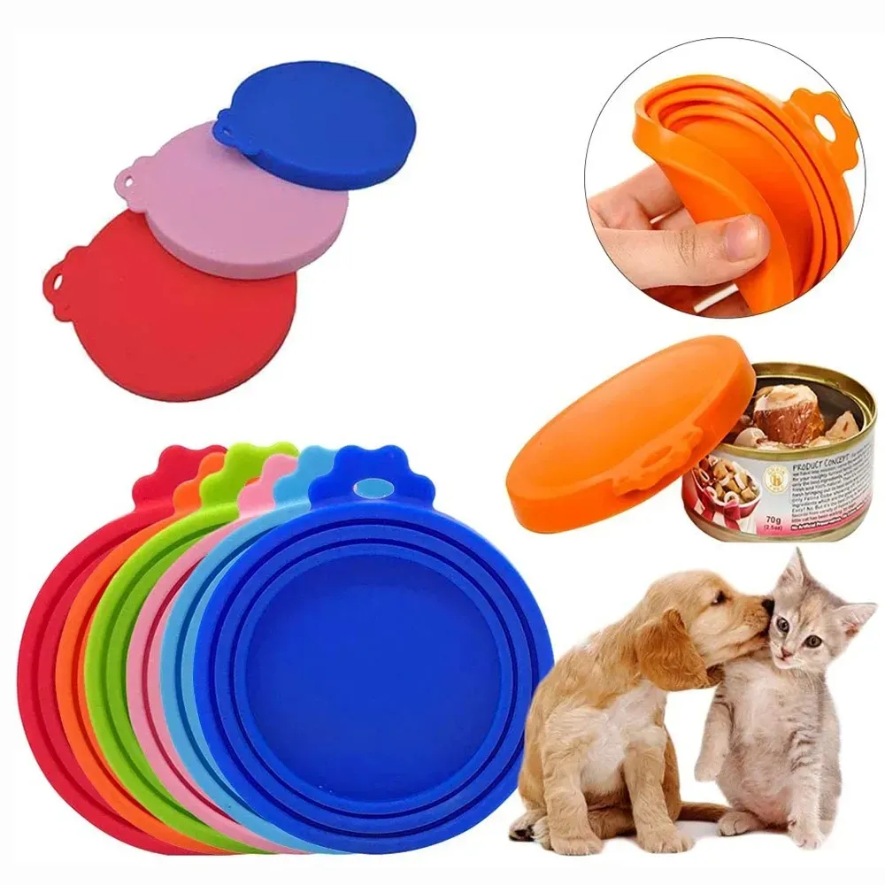 NEW Portable Silicone Cat Canned Lid 2-In-1Food Sealer Spoon Pet Food Cover Storage Fresh-Keeping Lids Bowl Dog Accessories