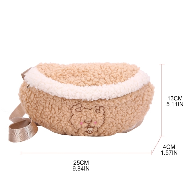 Waist Bags Cute Bear Embroidered Plush Bag Women Winter Soft Warm Belt Fanny Pack Bum Female Outdoor Sport Crossbody Chest Purse 230831