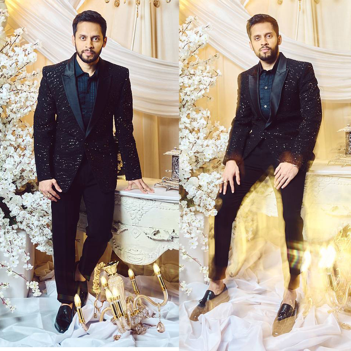 Attractive Wedding Tuxedos 2 Pieces Peaked Lapel One Button Pockets Shining Fabric Customize Coat Pants Fashion Formal Prom Occasions Tailored Exquisi