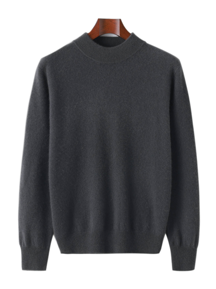 Men's Sweaters Aliselect Fashion 100 Merino Wool Cashmere Men Knitted Sweater Mock Neck Long Sleeve Thick Pullover Autumn Clothing Jumper Top 230