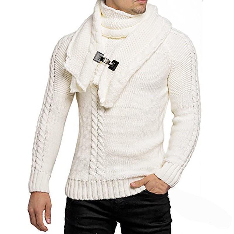 Men's Sweaters Autumn and Winter Fashion Sweater Men 2 Pieces Set Scarf ONeck Warm Long Sleeve Casual 230831