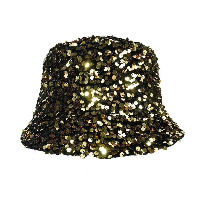 Wide Brim Hats Bucket Hats Man Woman Glitter Sequins Bucket Hat Fisherman Folded Windproof Panama Female 230831