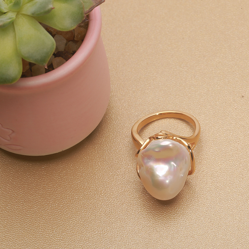 Wedding Rings 925 Sterling Silver Classic Natural Freshwater Baroque Large irregularity Pearl Ring 15 30MM adjustable size Fine jewelry RZ 230831