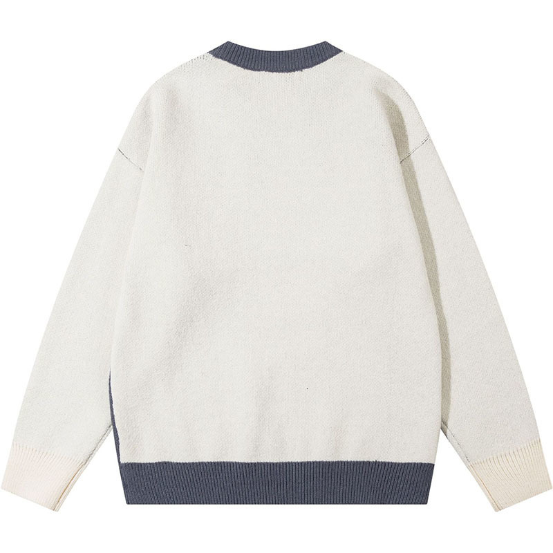 Men's Sweaters Vintage Snow Mountain Jacquard Knitted Sweater Mens Hip Hop Loose Pullover Knitwear Top 230831