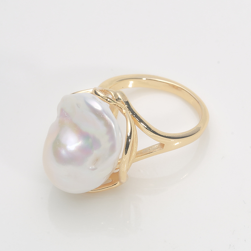 Wedding Rings 925 Sterling Silver Classic Natural Freshwater Baroque Large irregularity Pearl Ring 15 30MM adjustable size Fine jewelry RZ 230831