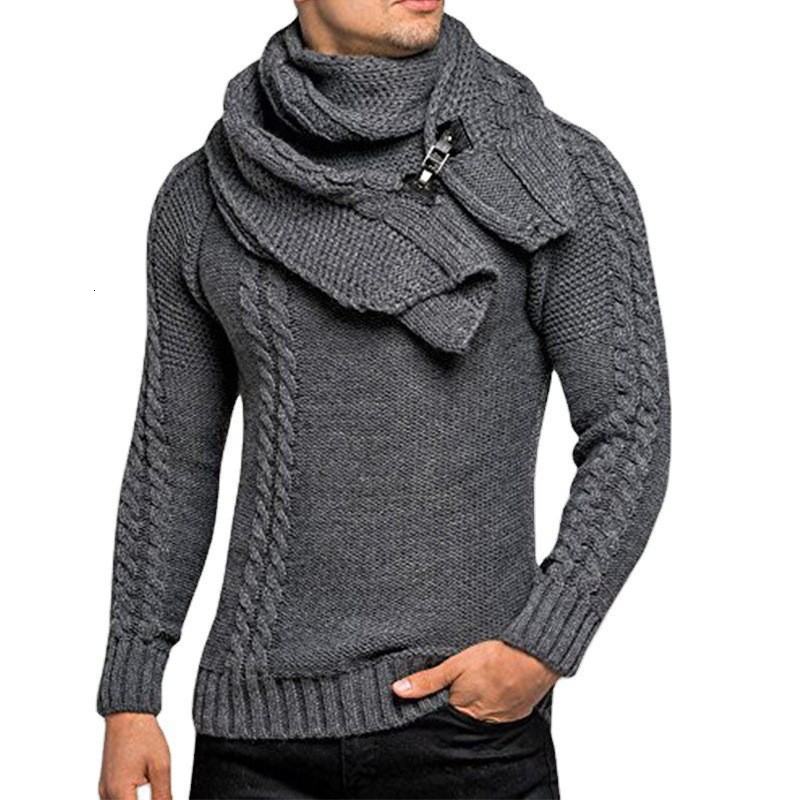 Men's Sweaters Autumn and Winter Fashion Sweater Men 2 Pieces Set Scarf ONeck Warm Long Sleeve Casual 230831