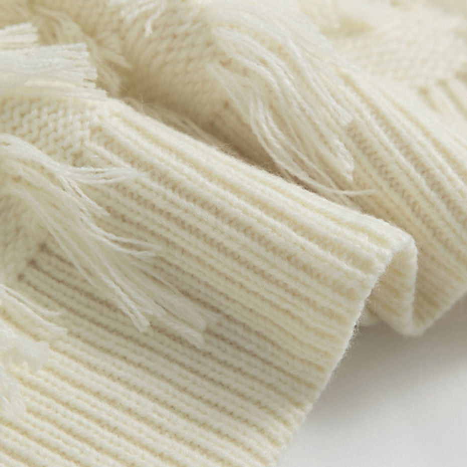 Men's Sweaters Distressed Tassel Oversized Streetwear Black White Fashion Hip Hop Jumpers Knitted Pullovers 230831