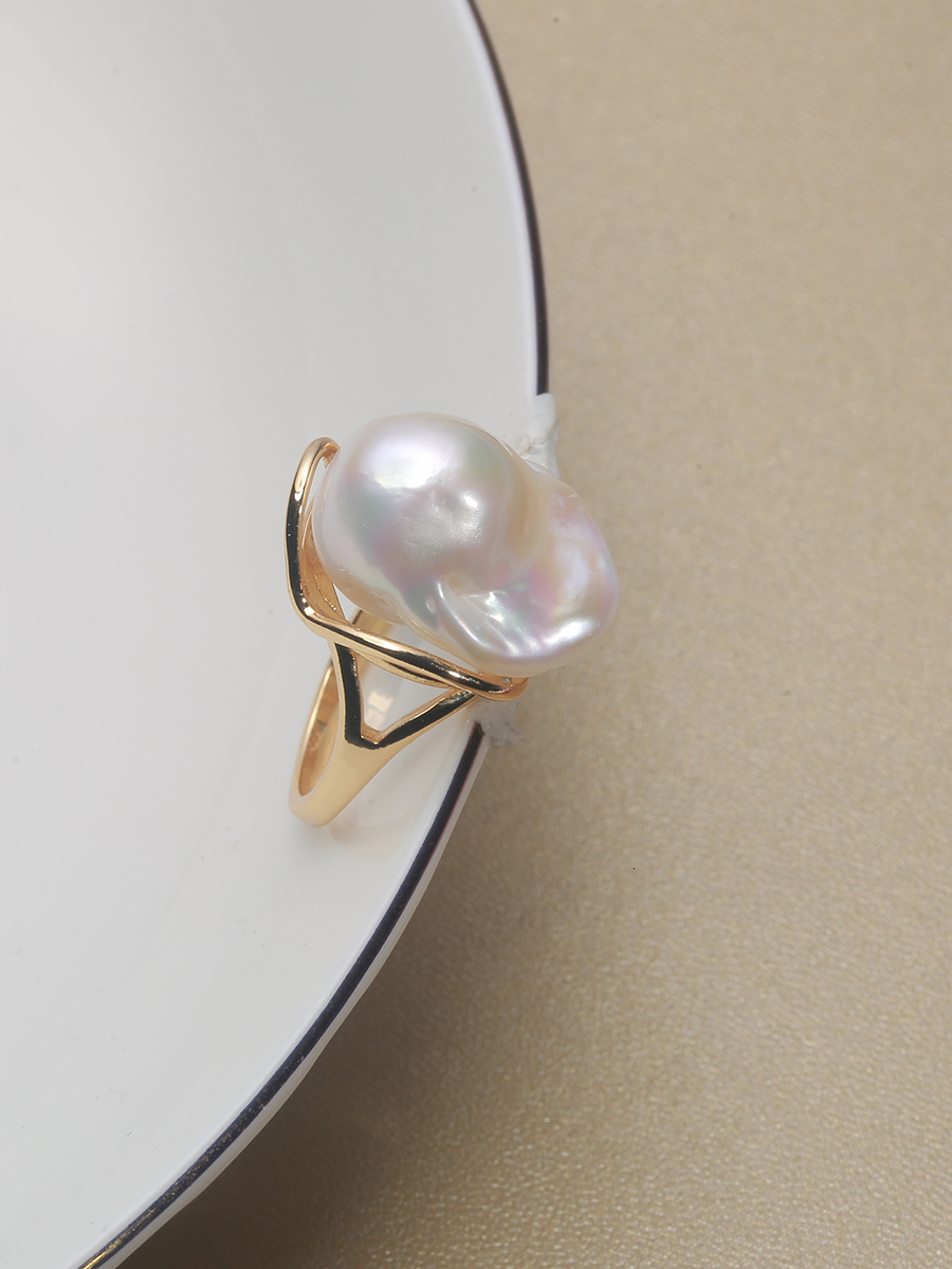 Wedding Rings 925 Sterling Silver Classic Natural Freshwater Baroque Large irregularity Pearl Ring 15 30MM adjustable size Fine jewelry RZ 230831