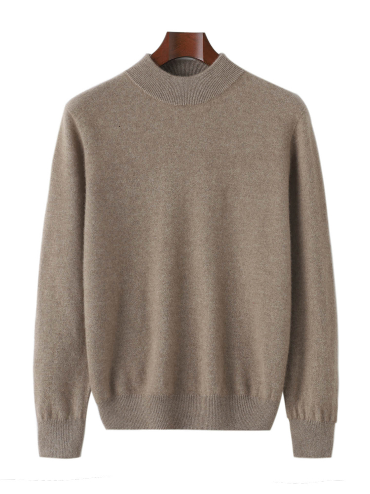 Men's Sweaters Aliselect Fashion 100 Merino Wool Cashmere Men Knitted Sweater Mock Neck Long Sleeve Thick Pullover Autumn Clothing Jumper Top 230