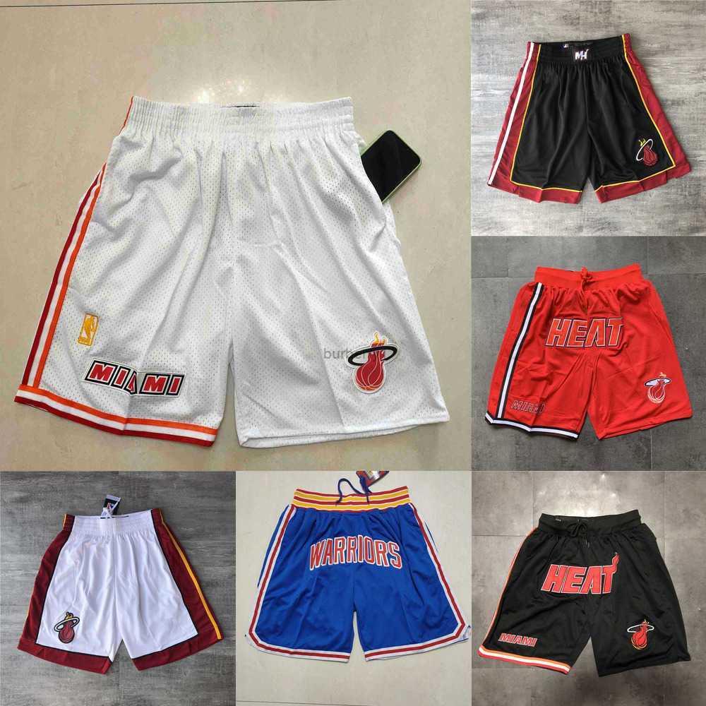Golden State''Warriors''men Miami''Heat''men Throwback Basketball Shorts pocket