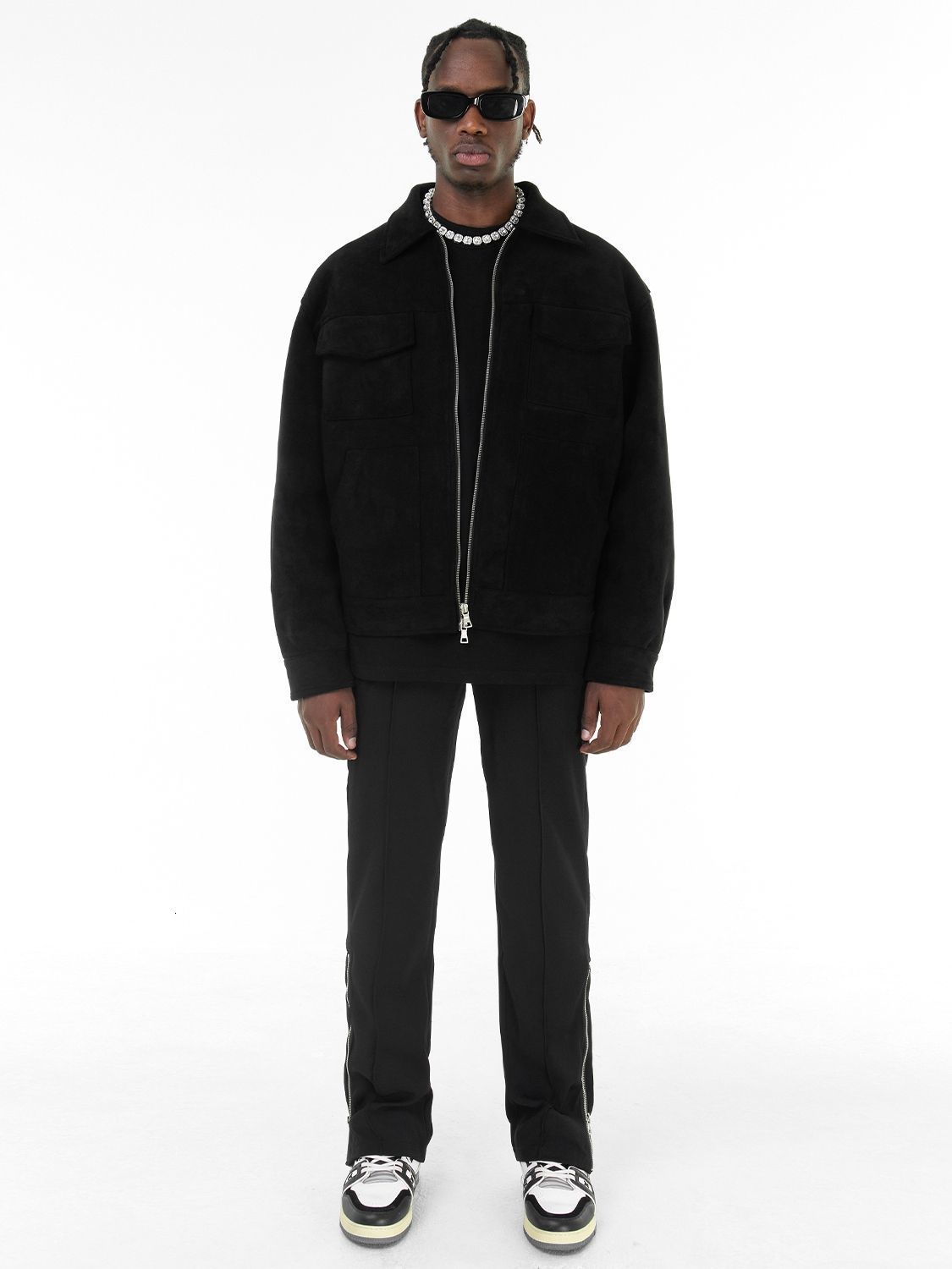 Men's Jackets Vintage High Street Suede Material Crock Jacket With Zipper Lapel Casual Short For Men 230831