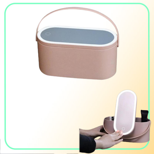 Travel Makeup Case Cosmetics Organizer With LED Light Mirror Portable Cosmetic Box For Women Gifts Bags Cases