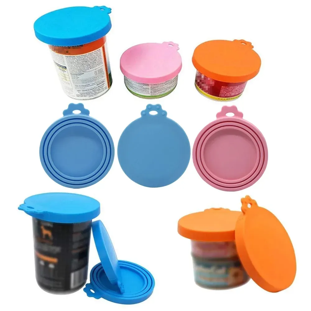 NEW Portable Silicone Cat Canned Lid 2-In-1Food Sealer Spoon Pet Food Cover Storage Fresh-Keeping Lids Bowl Dog Accessories