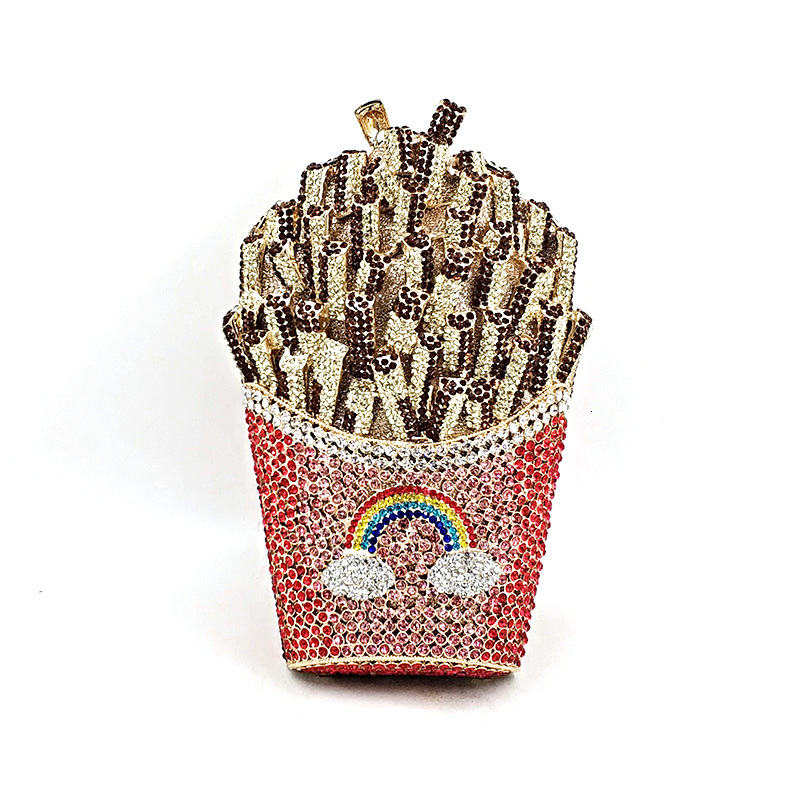 Rainbow Crystal French Fry Evening Bags for Parties and Weddings