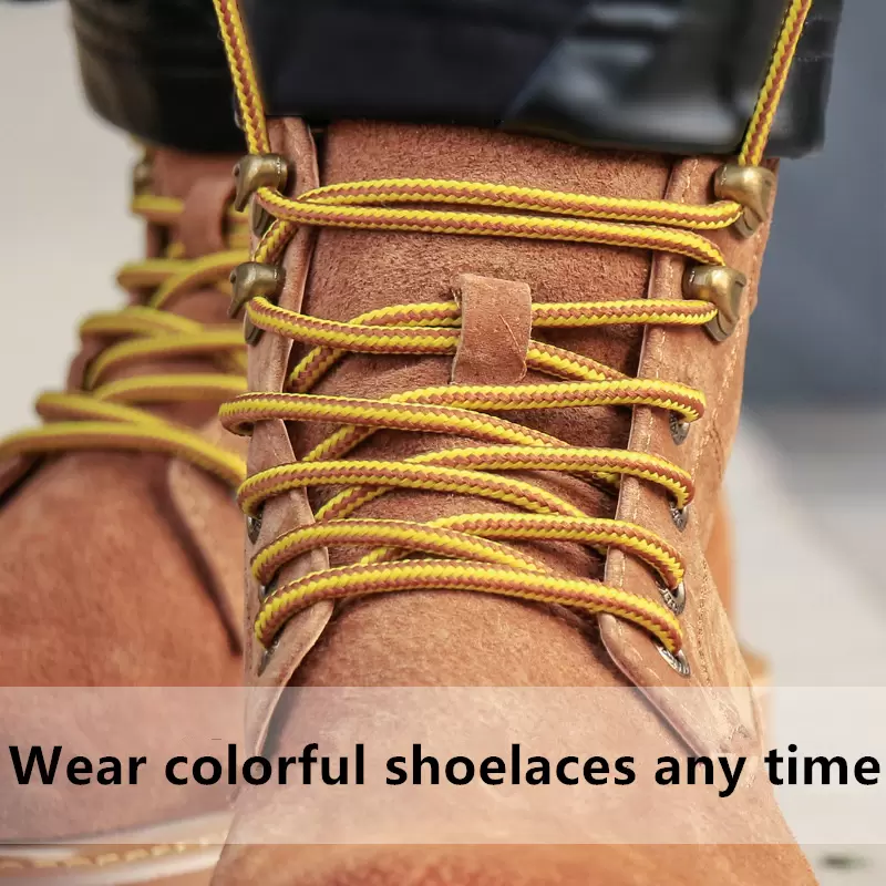 Shoelaces For Martins- Boots- Two-color Striped Polyester Round British Tooling Laces Support Customized length ZZ