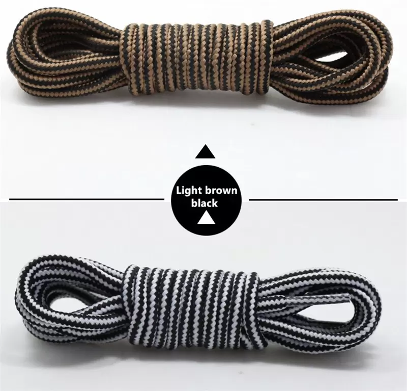 Shoelaces For Martins- Boots- Two-color Striped Polyester Round British Tooling Laces Support Customized length ZZ