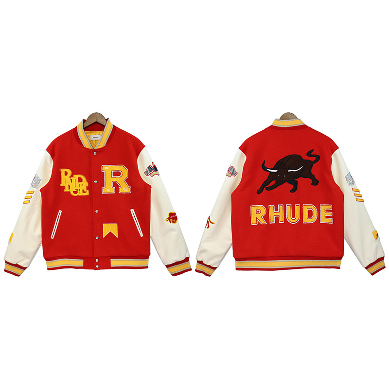 Fashion Vintage Leather Sleeve Warm Bomber Coat Couples Autumn Letter Embroidery Baseball Jackets Men Sportwear Outdoor