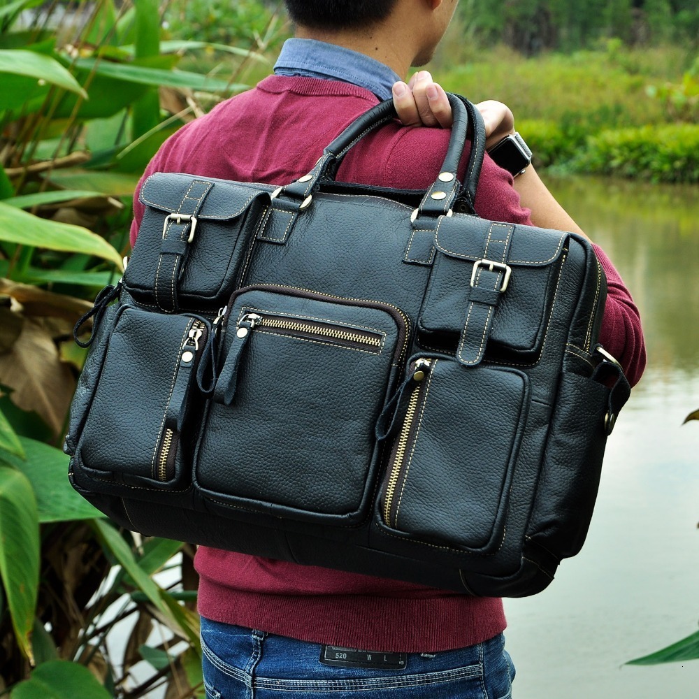 Briefcases Men Real Leather Antique Large Capacity Travel Briefcase Business 156 Laptop Case Attache Messenger Bag Portfolio 3061b 230901