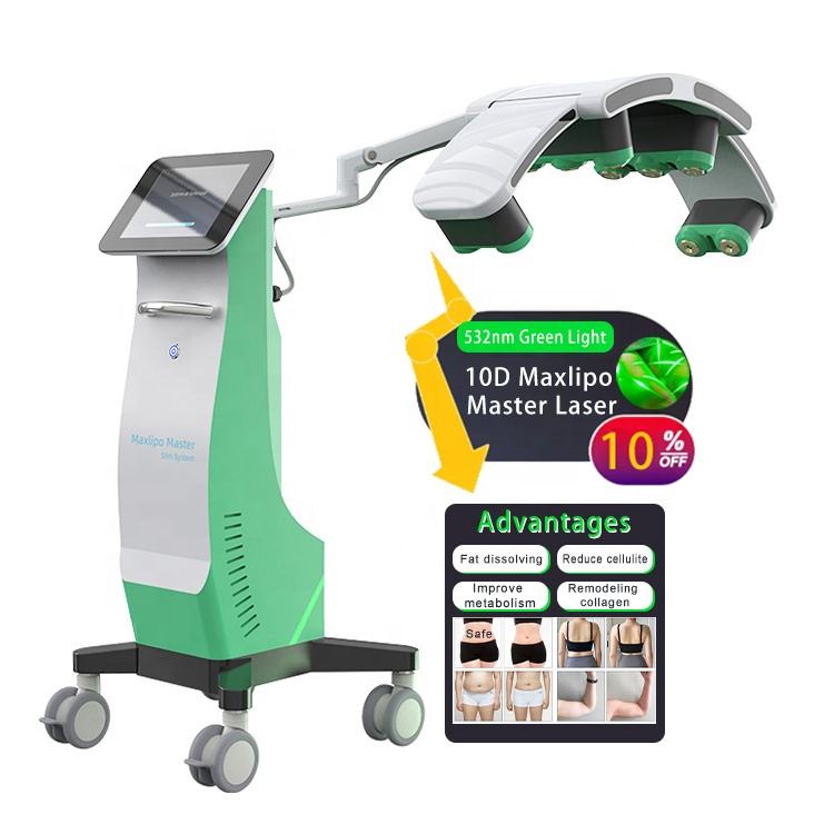 Newest Emerald 532nm Best Slim Cold Laser for Cellulite Reduction 10D Low 10D Laser Slimming Machine for Spa Use
