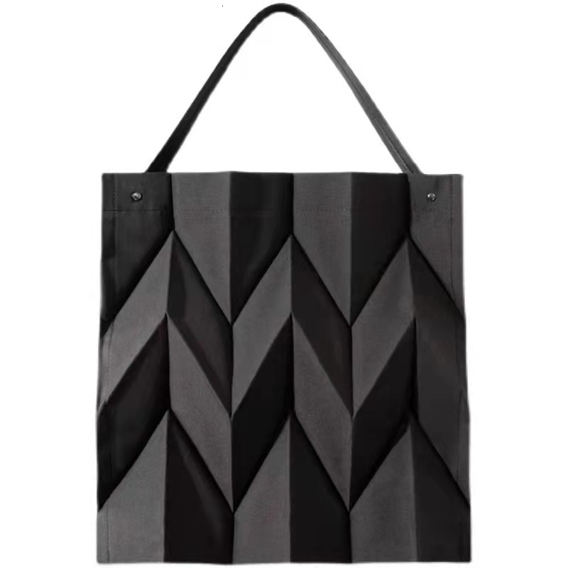 Shopping Bags Fashion Women's Geometric Pleated Korean Style New Canvas Large Capacity Shoulder Bag Ladies Female Tote Handbag 230901