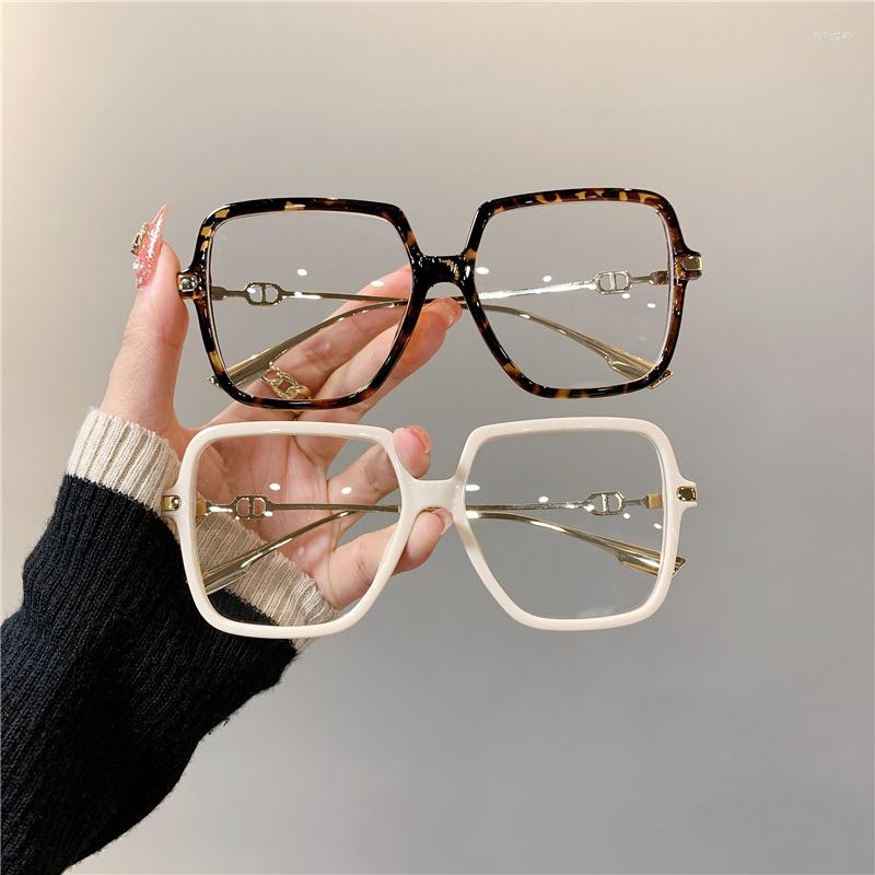 Sunglasses Fashion Oversized Square Eyewear Retro Women's Anti-blue Light Bloking Metal Frame Glasses Trend Optical Computer Eyeglasses
