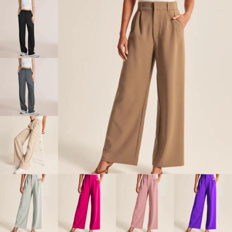 Womens Wide Leg Trousers Effortless Tailored Office Lady Suit Pants with Real Pockets - Casual Loose Fit Z260314