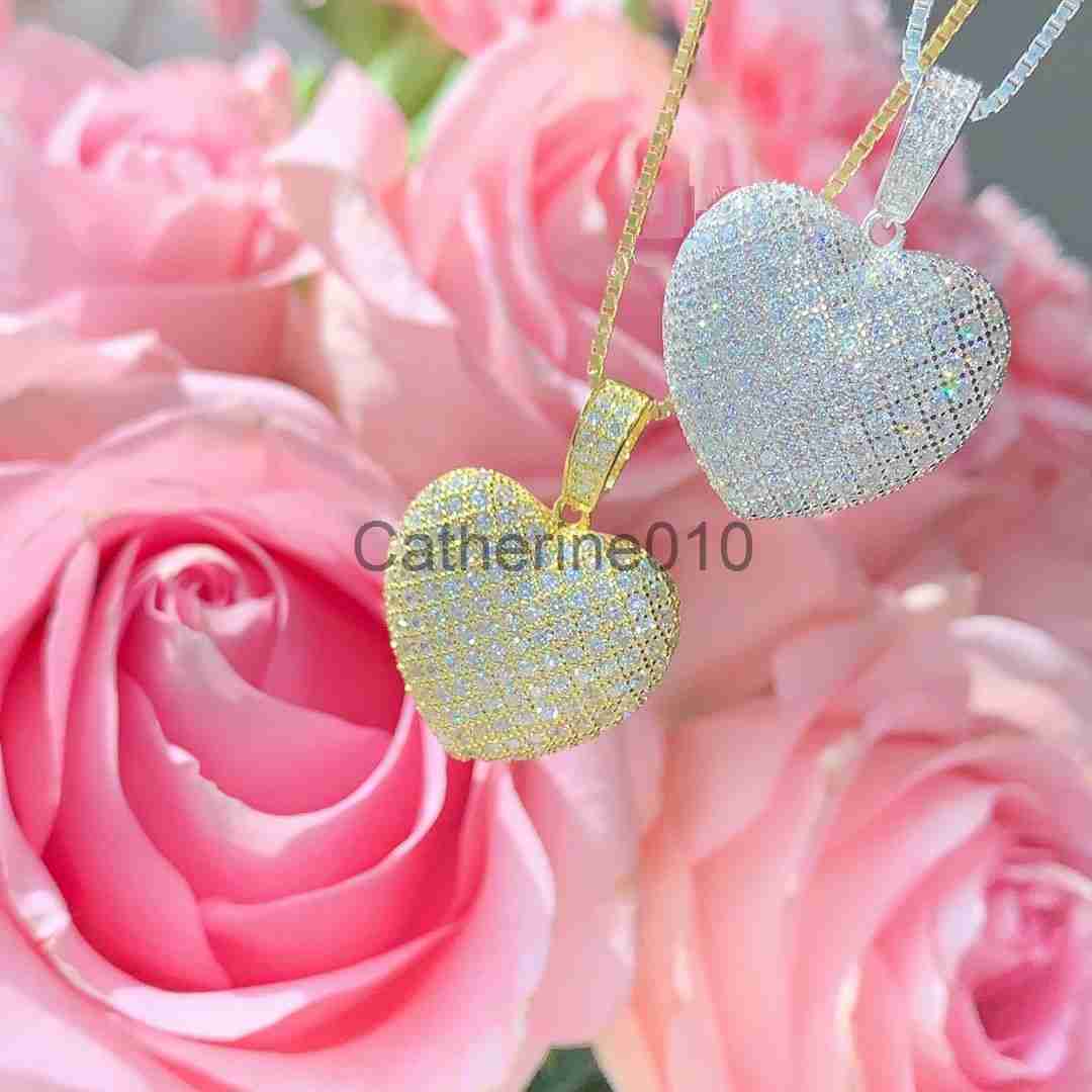 Pendant Necklaces 2021 Iced Out BlWomen Jewelry Micro Pave 5A Cz Cubic Zirconia Big Heart Pendant Tennis Chain SparkNecklace J230902