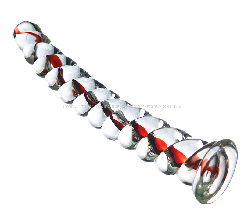 Briefs Panties CW0176 Spiral Penis Dildo Glass 19cm Long Thick Sex Toy 230901