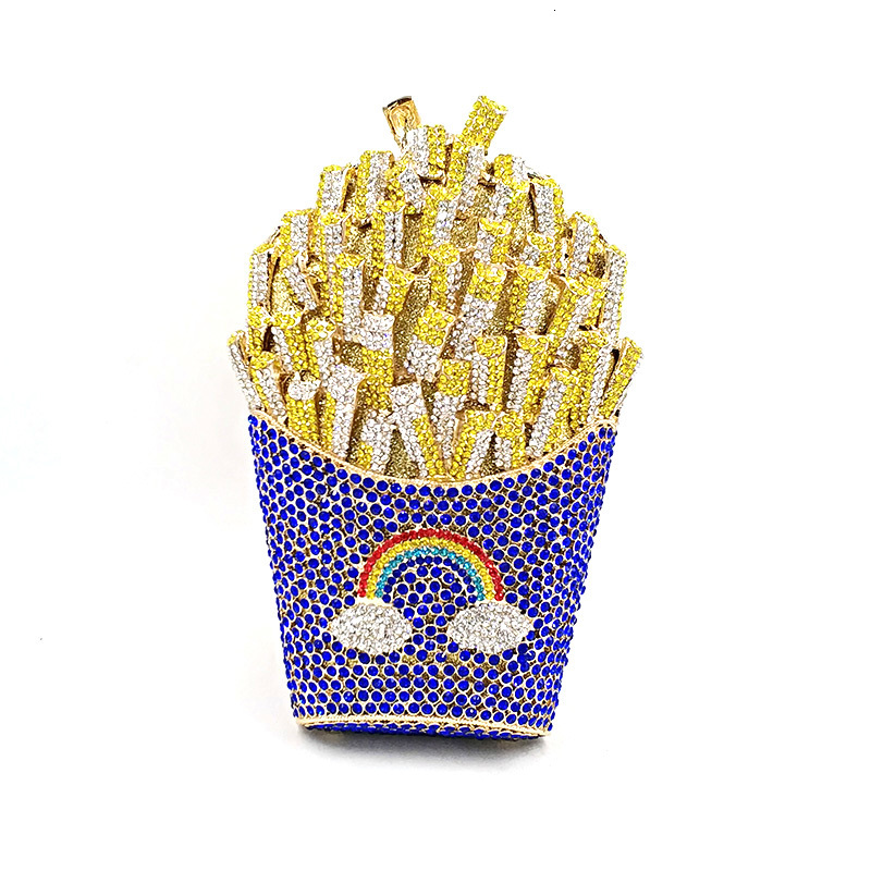 Rainbow Crystal French Fry Evening Bags for Parties and Weddings