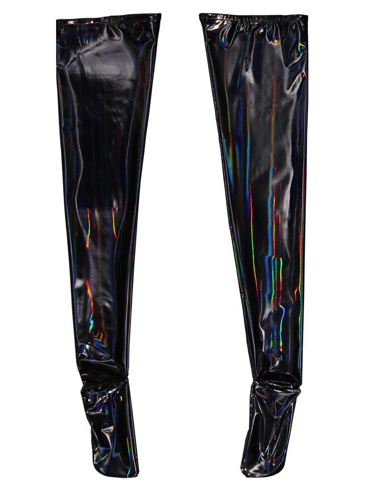 Sexy Socks Wet Look PVC Stocking Laser Shiny PU Leather Thigh High Over Knee Stockings Tights Cosplay Oil Medias Negras Clubwear 230901