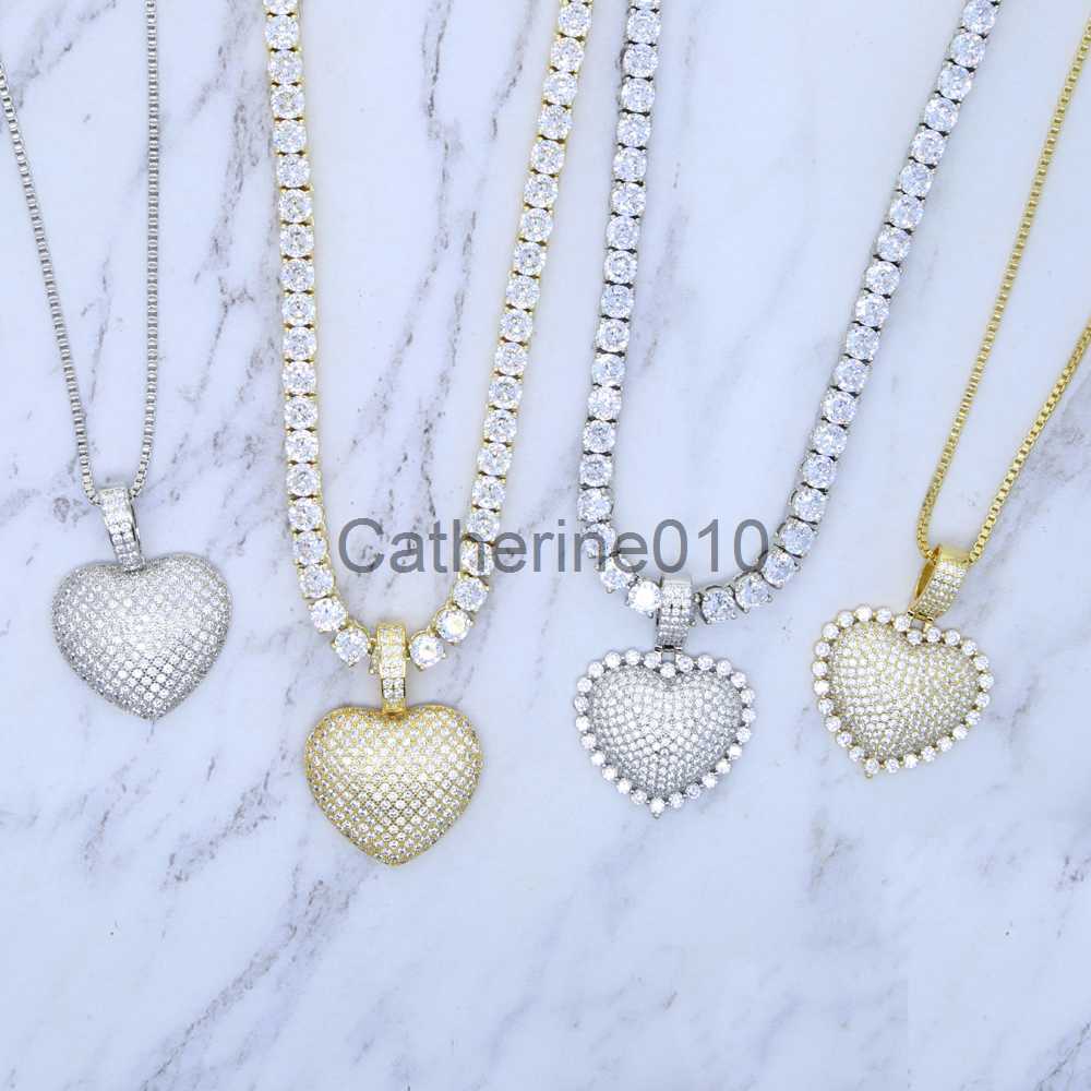 Pendant Necklaces 2021 Iced Out BlWomen Jewelry Micro Pave 5A Cz Cubic Zirconia Big Heart Pendant Tennis Chain SparkNecklace J230902